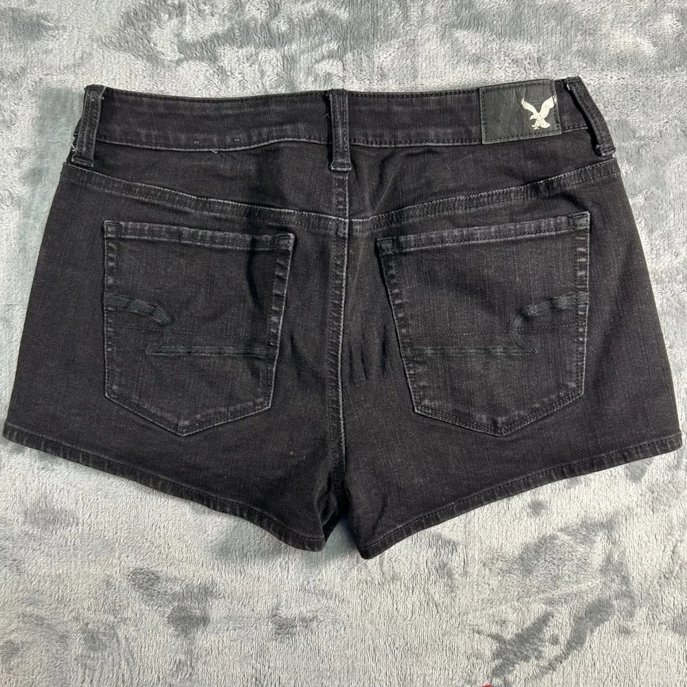American Eagle Outfitters Hi Rise Shortie Black‎ Denim Jean Shorts Womens Size 4